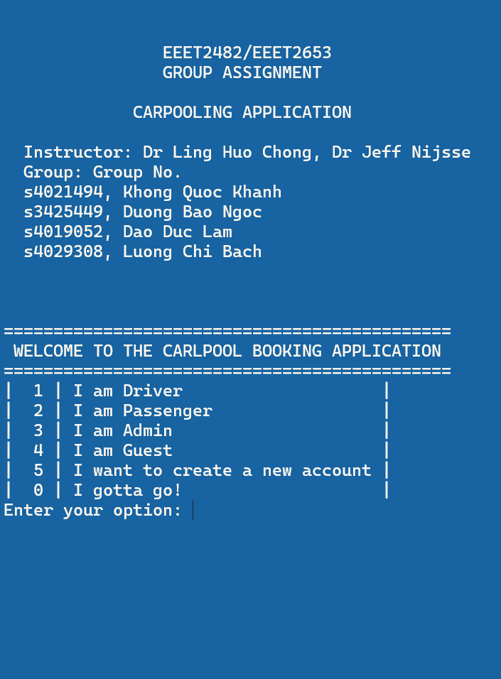 Carpool sharing application interface with user matching system